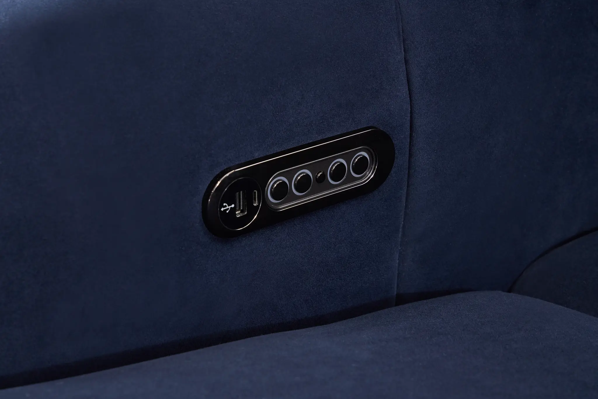 Gemma Navy Velvet Medium Triple Power Right Chaise Sectional Gemma Navy Velvet Medium Triple Power Right Chaise Sectional