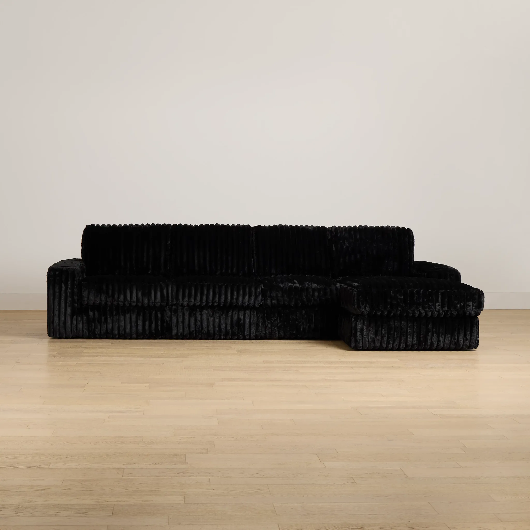 Teddy Black Fabric Small Right Chaise Sectional