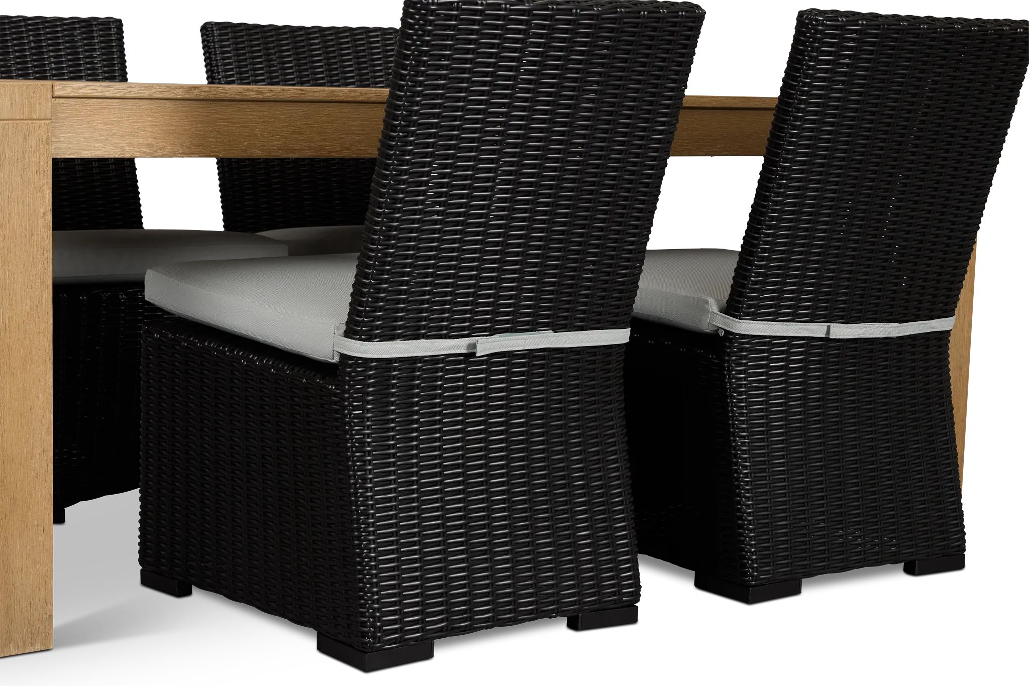 Montecito Mid Tone Rectangular Table & 4 Light Blue Cushioned Chairs