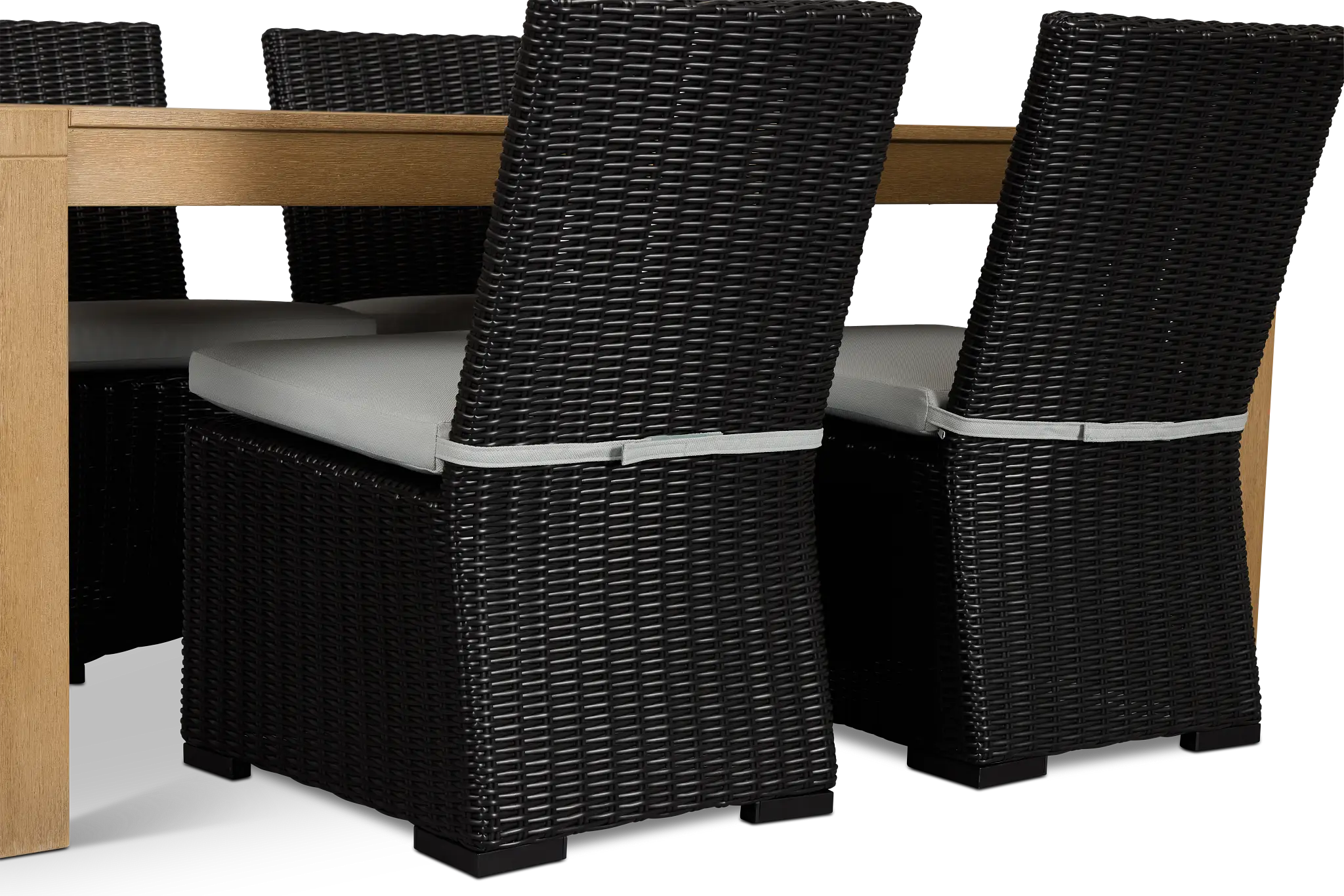 Montecito Mid Tone Rectangular Table & 4 Light Blue Cushioned Chairs Montecito Mid Tone Rectangular Table & 4 Light Blue Cushioned Chairs