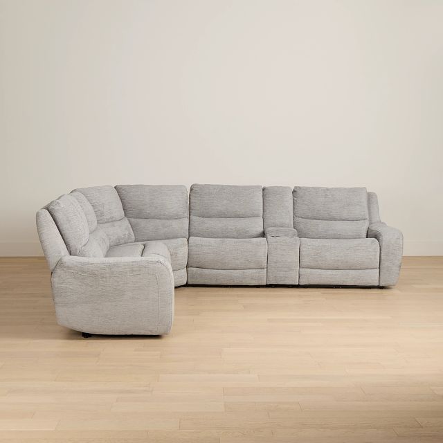Bennett Gray Fabric Medium Triple Power 2-arm Sectional