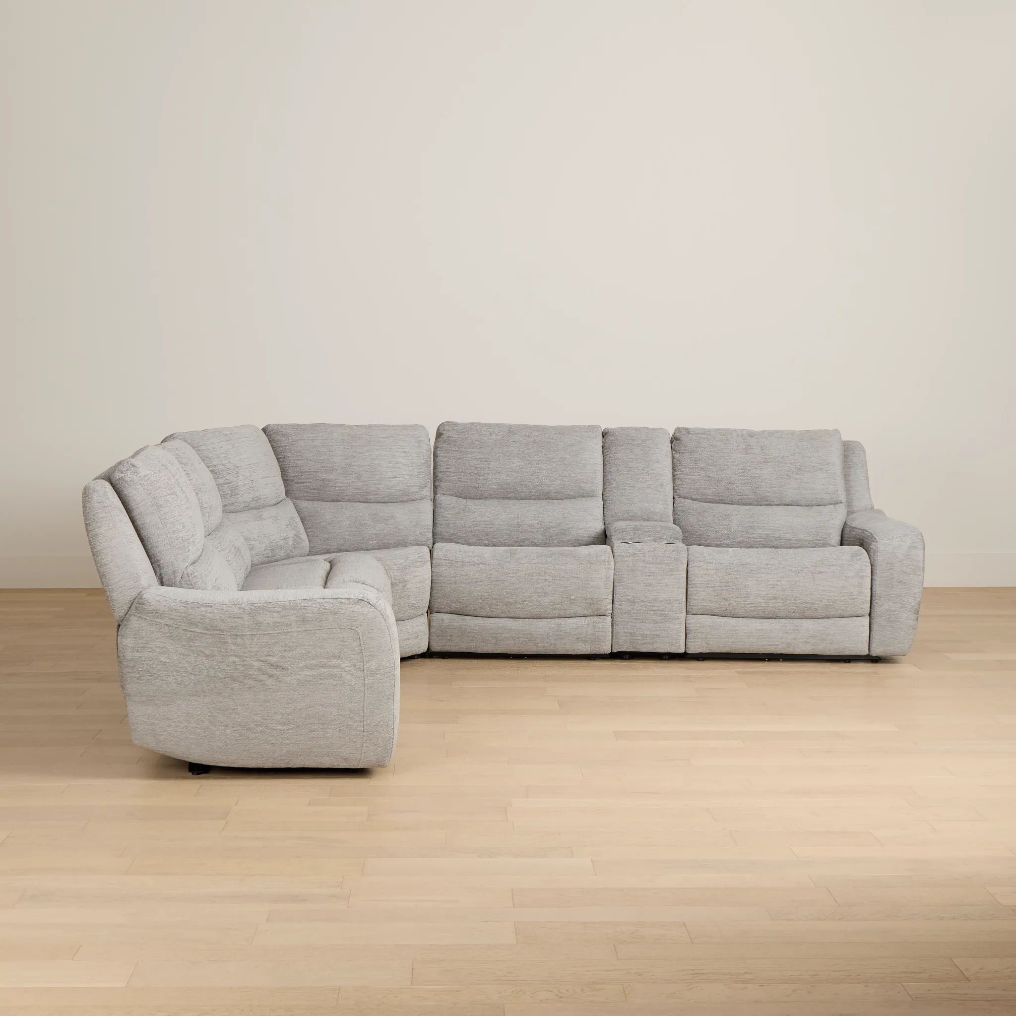 Bennett Gray Fabric Medium Triple Power 2-arm Sectional