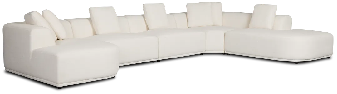 Catalina White Fabric Large Left Chaise Sectional