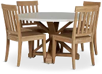 Nantucket White Two-tone Round Table & 4 Light Tone Chairs