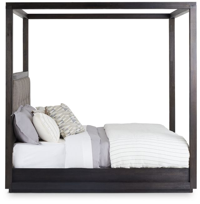 Madden Gray Fabric Canopy Bed