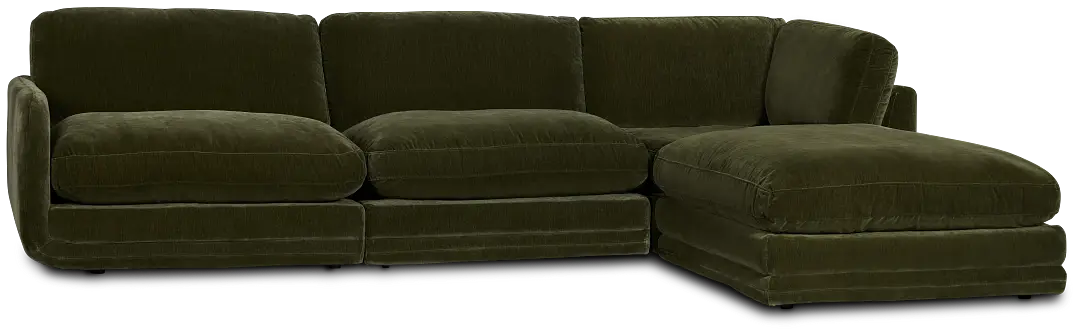 Jules Green Velvet 4-piece Right Facing Bumper Sectional Jules Green Velvet 4-piece Right Facing Bumper Sectional