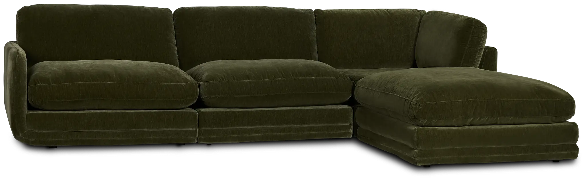 Jules Green Velvet 4-piece Right Facing Bumper Sectional Jules Green Velvet 4-piece Right Facing Bumper Sectional