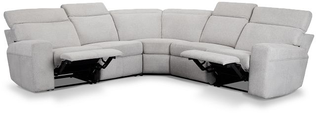 Callum Light Gray Fabric Small Two-arm Manually Reclining Sectional