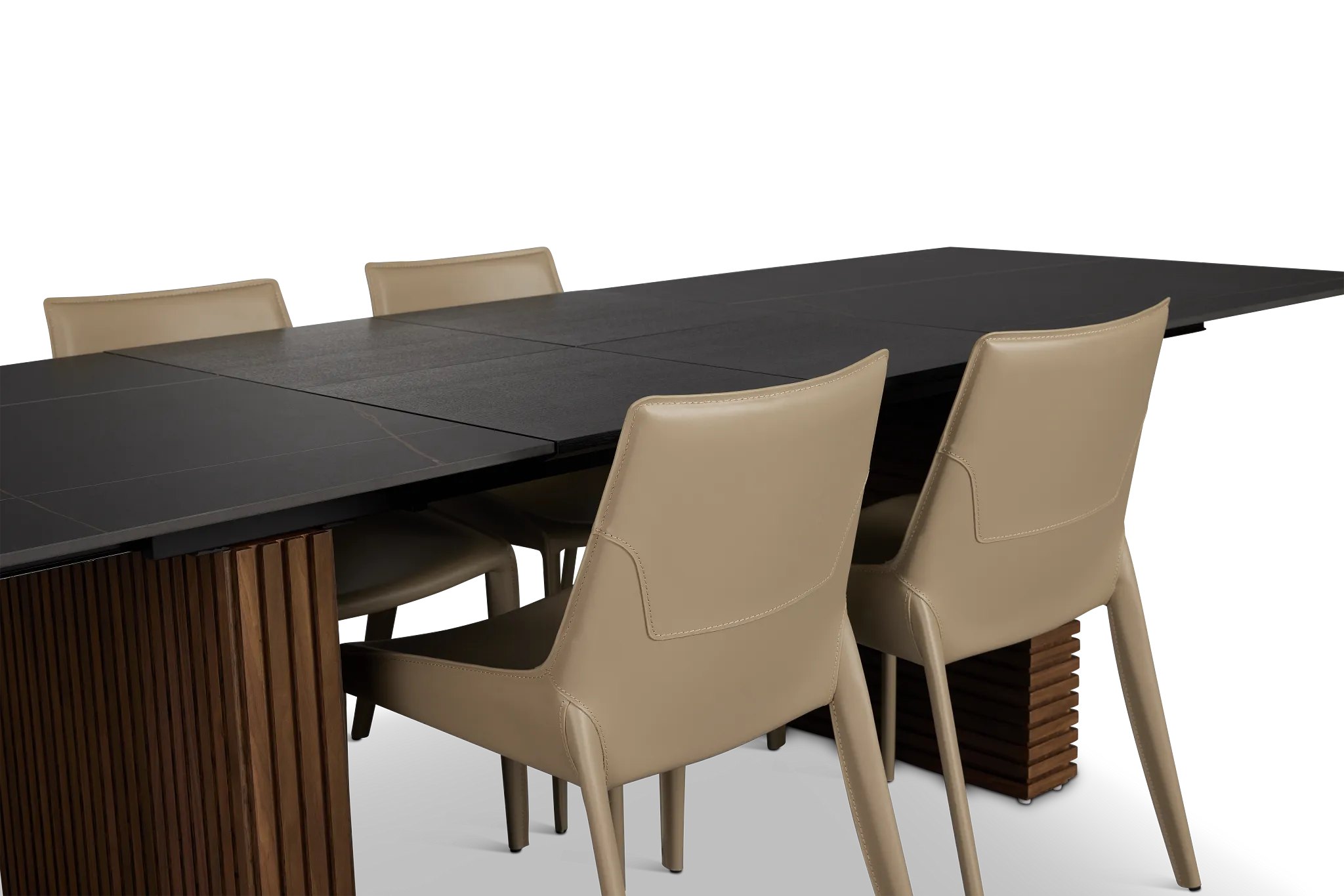 Wayne Two-tone Stone Rectangular Table & 4 Beige Upholstered Chairs