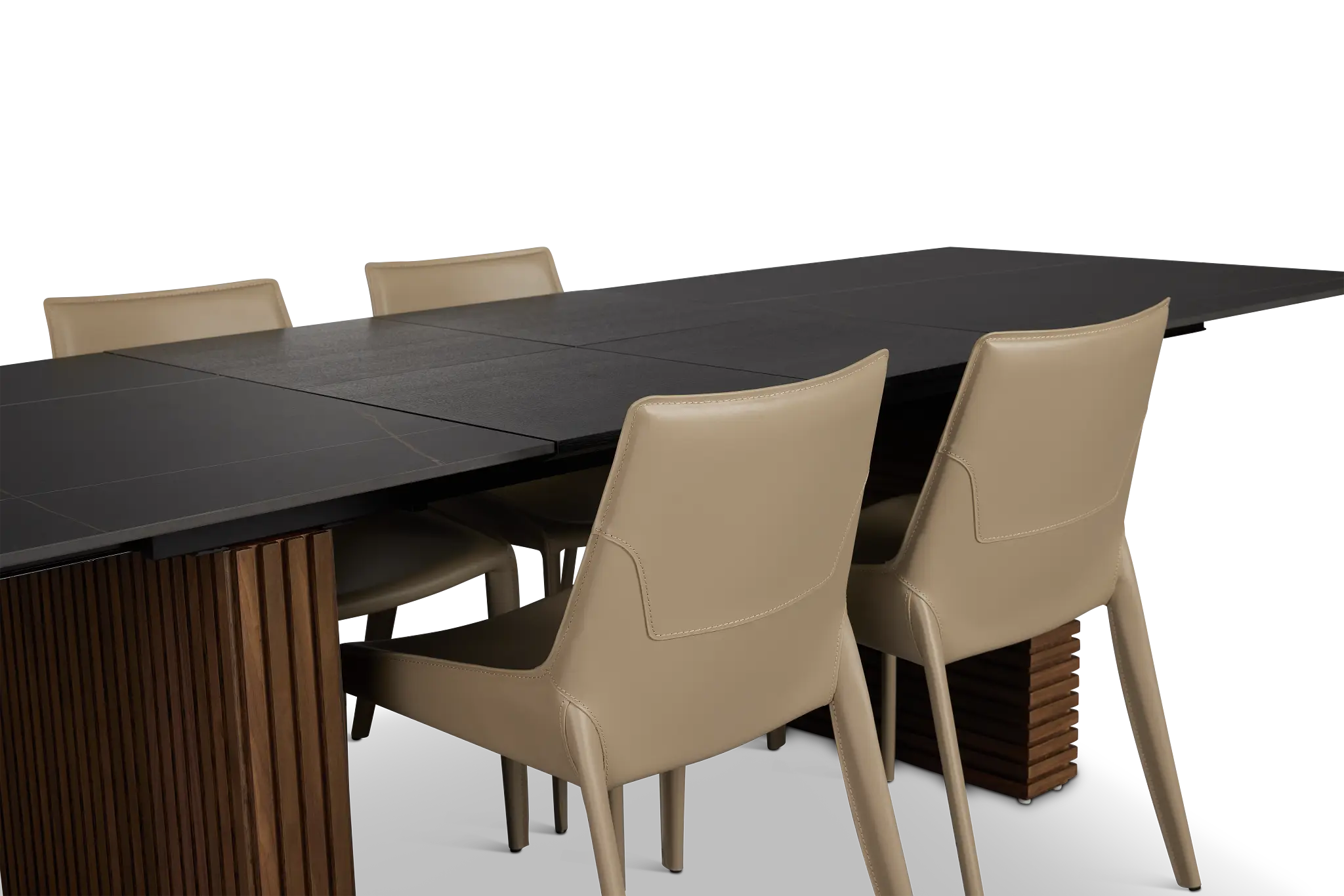 Wayne Two-tone Stone Rectangular Table & 4 Beige Upholstered Chairs Wayne Two-tone Stone Rectangular Table & 4 Beige Upholstered Chairs