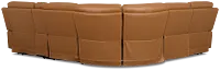Flexsteel Belmont Medium Brown Lthr/vinyl Medium Triple Power 2-arm Sectional