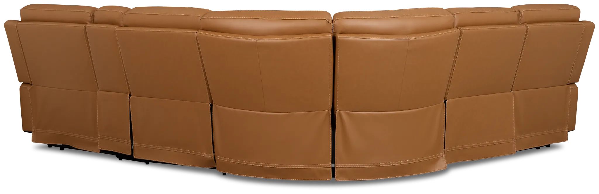 Flexsteel Belmont Medium Brown Lthr/vinyl Medium Triple Power 2-arm Sectional