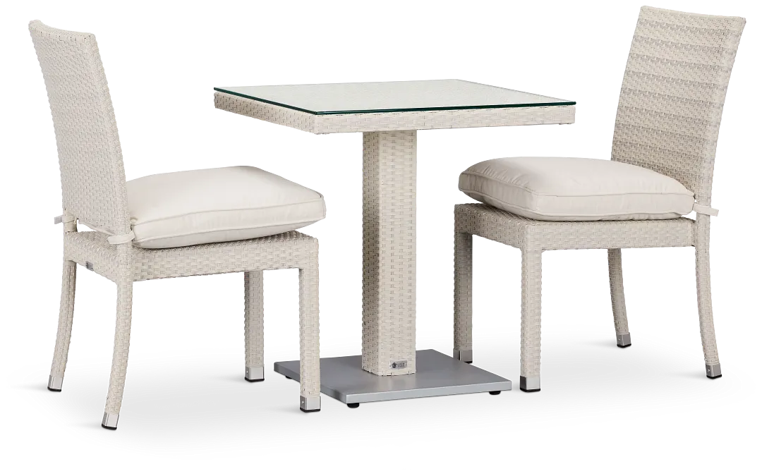 Bahia White 27" Square Table & 2 Chairs