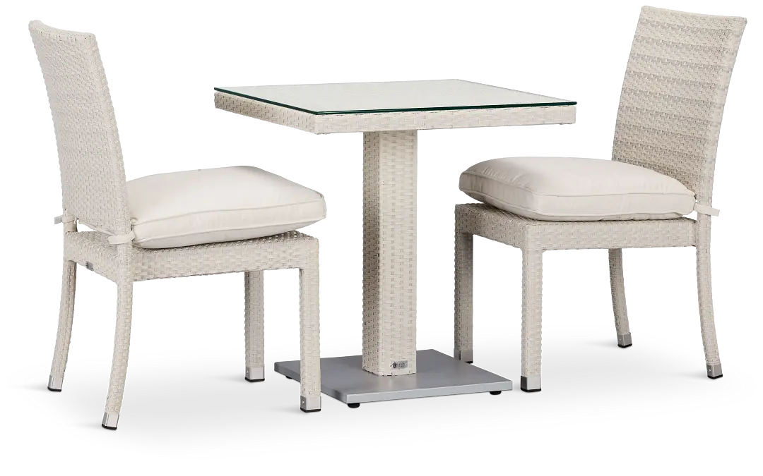 Bahia White 27" Square Table & 2 Chairs Bahia White 27" Square Table & 2 Chairs