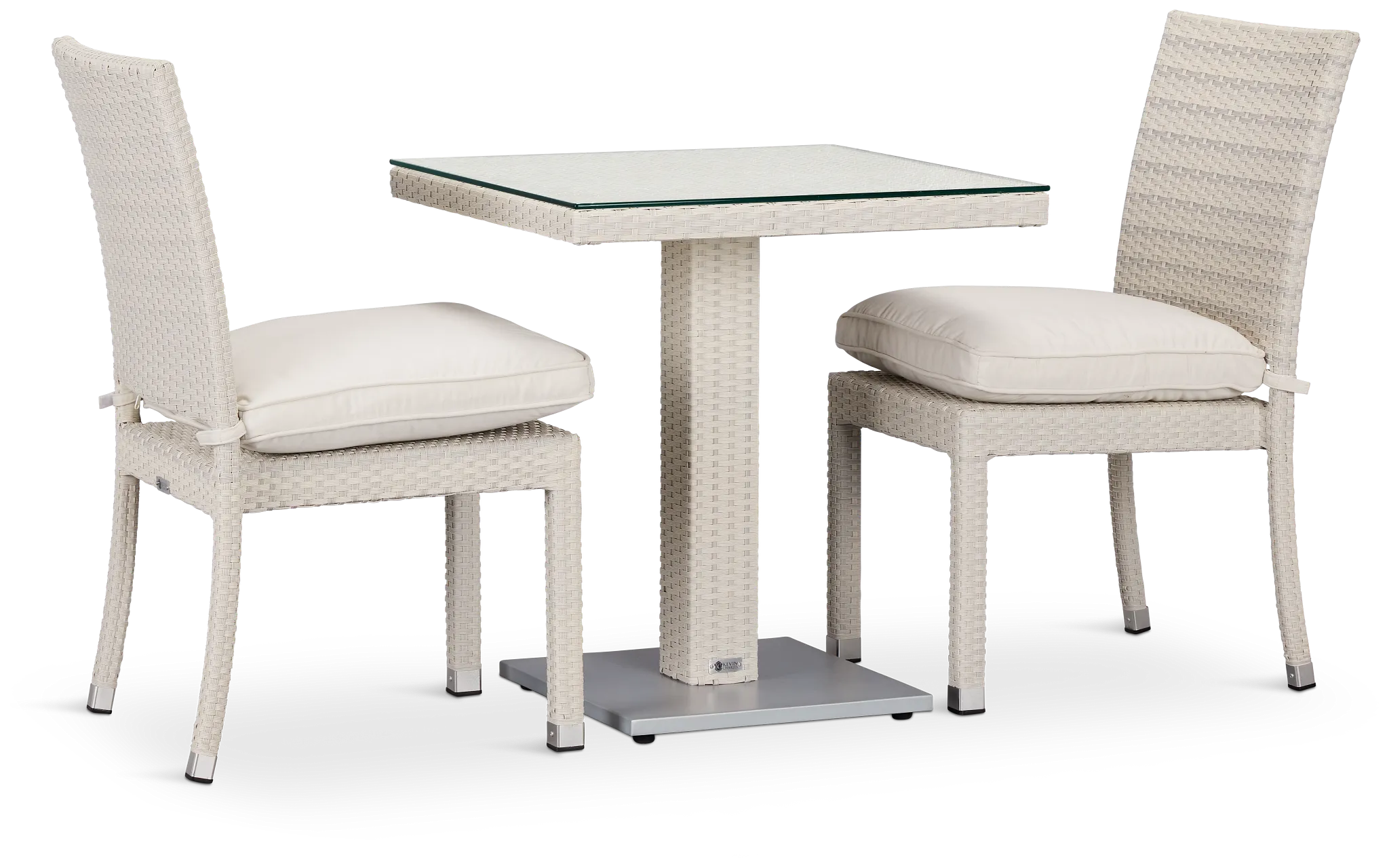 Bahia White 27" Square Table & 2 Chairs