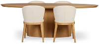 Nomad Light Tone 94" Oval Table & 4 Light Beige Chairs W/light Tone Leg