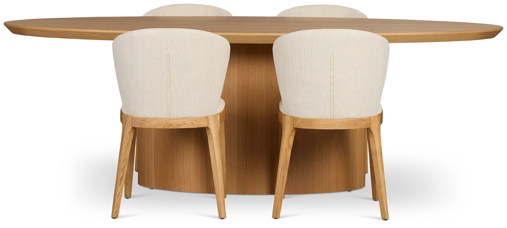Nomad Light Tone 94" Oval Table & 4 Light Beige Chairs W/light Tone Leg Nomad Light Tone 94" Oval Table & 4 Light Beige Chairs W/light Tone Leg