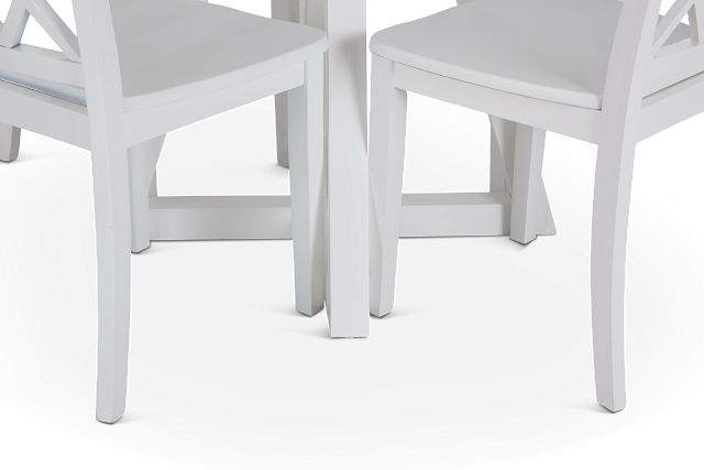 Edgartown White Round Table & 4 White Wood Chairs (6)