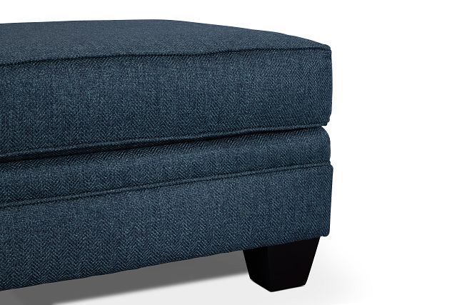 Avery Dark Blue Fabric Ottoman