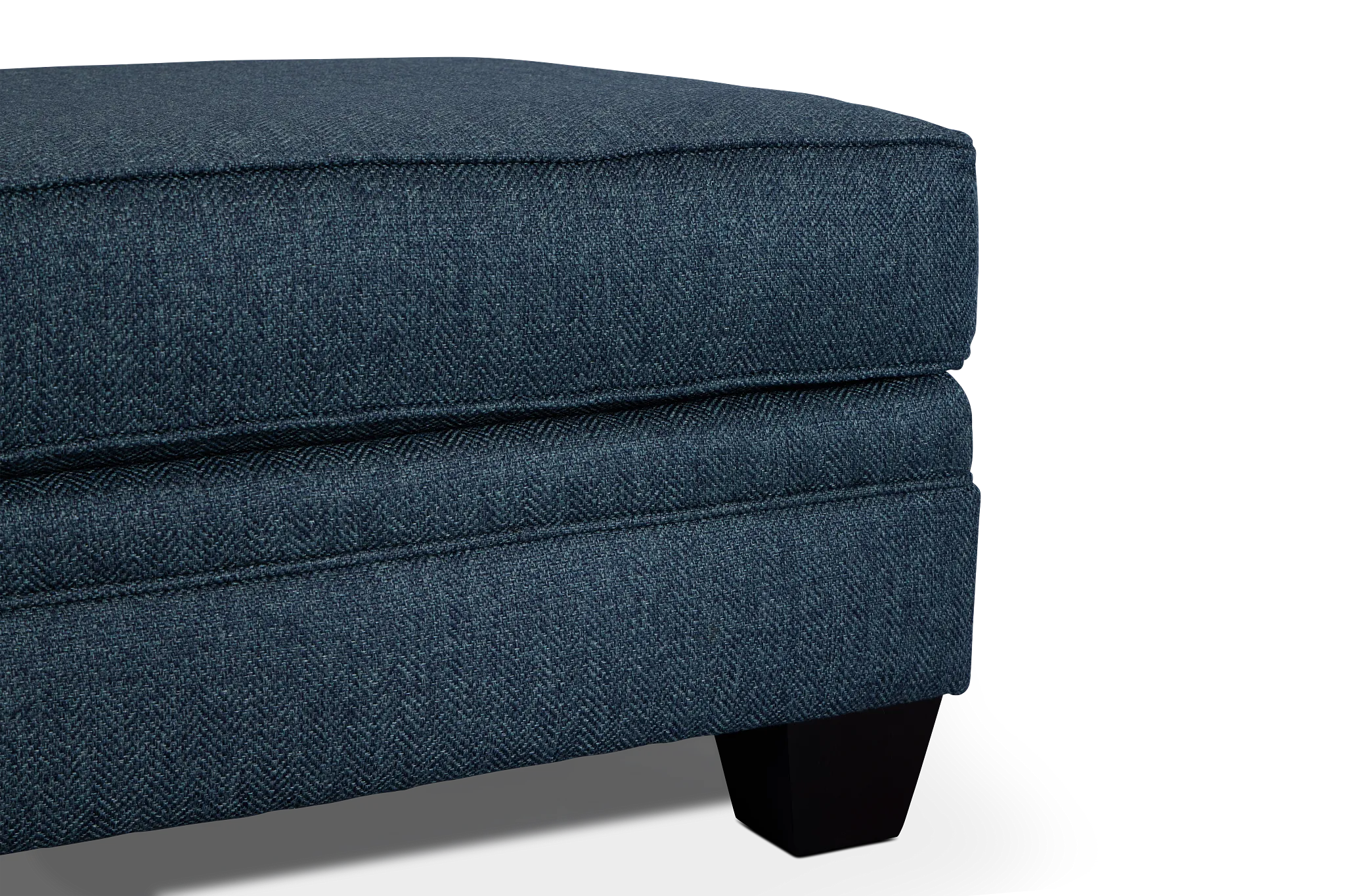 Avery Dark Blue Fabric Ottoman