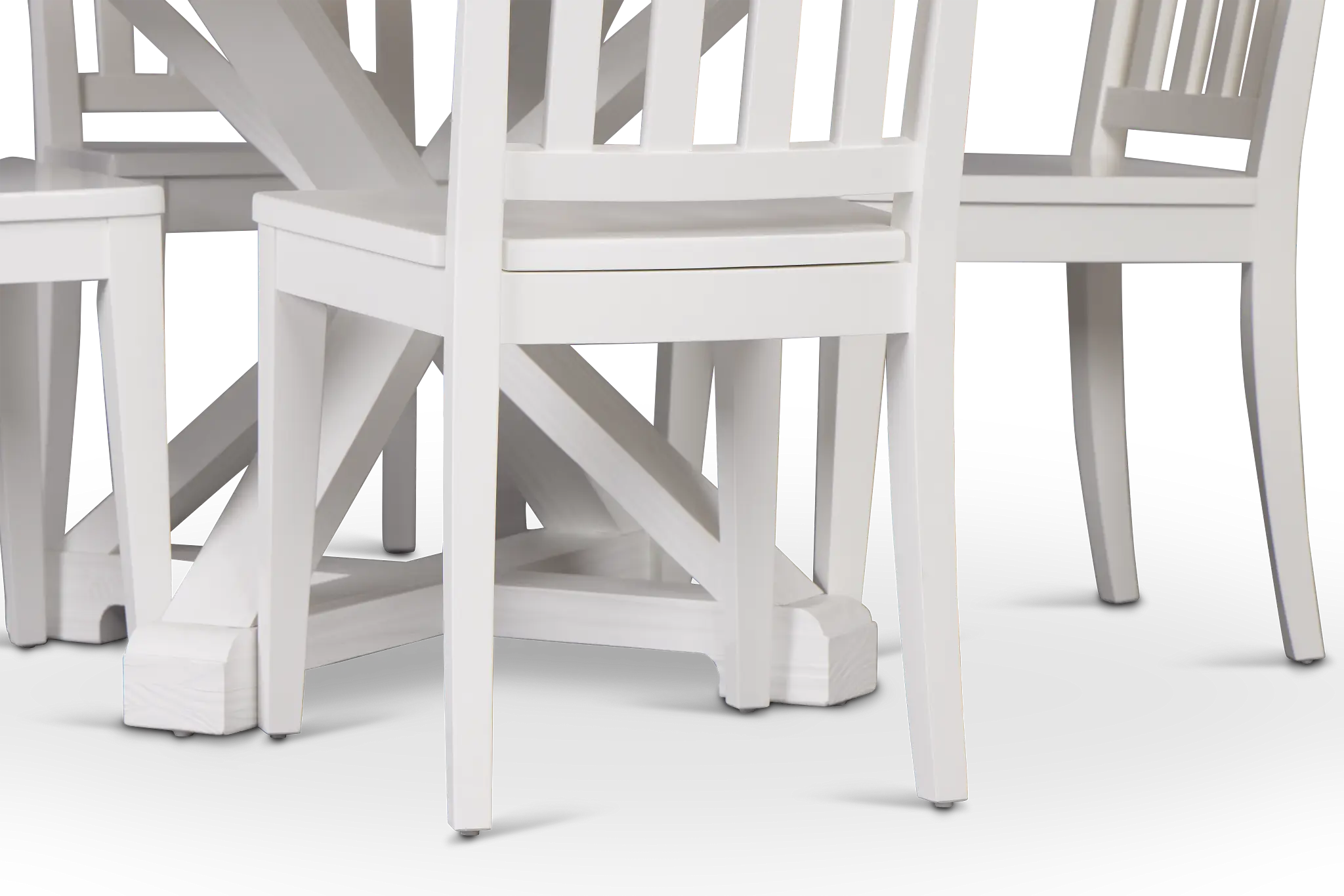 Nantucket Two-tone Light Tone Round Table & 4 White Chairs Nantucket Two-tone Light Tone Round Table & 4 White Chairs