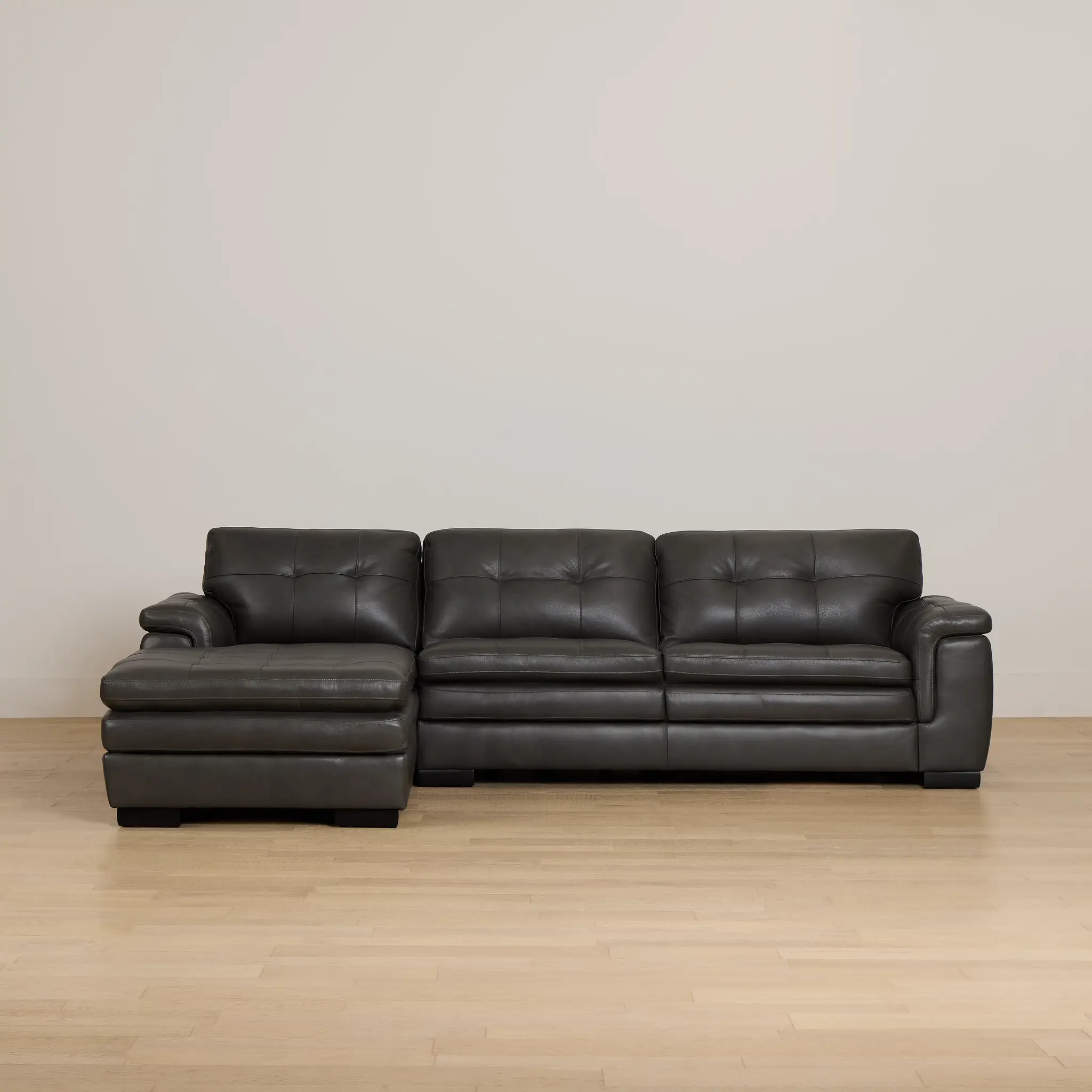 Braden Dark Gray Leather Left Chaise Sectional Braden Dark Gray Leather Left Chaise Sectional