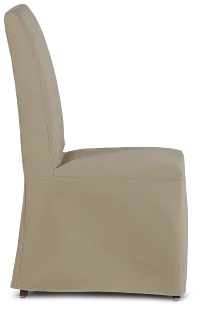 Destination Beige Long Slipcover Chair With Dark-tone Leg