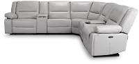 Peyton Light Gray Lthr/vinyl Large Triple Power Reclining Two-arm Sectional