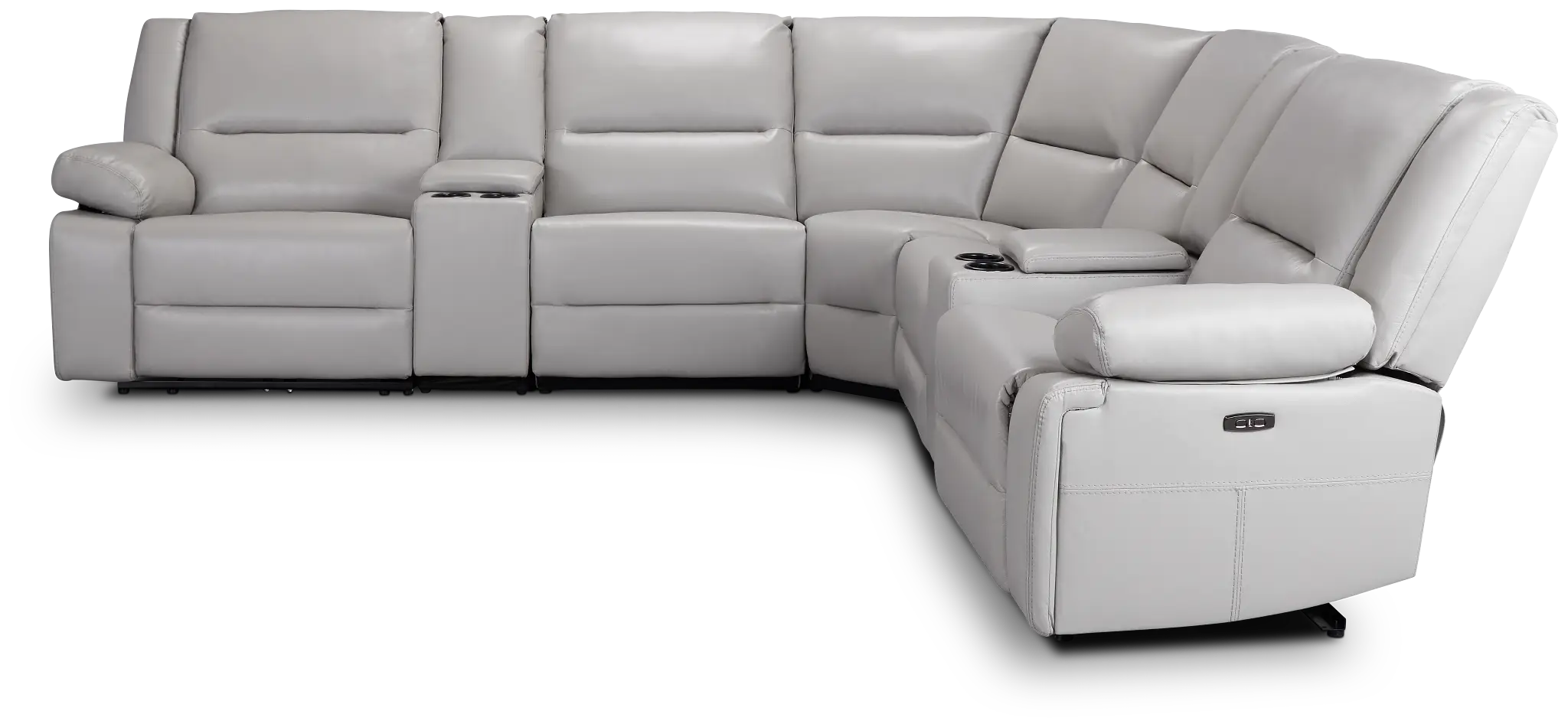 Peyton Light Gray Lthr/vinyl Large Triple Power Reclining Two-arm Sectional Peyton Light Gray Lthr/vinyl Large Triple Power Reclining Two-arm Sectional