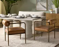 Ajan Brown Leather Upholstered Arm Chair
