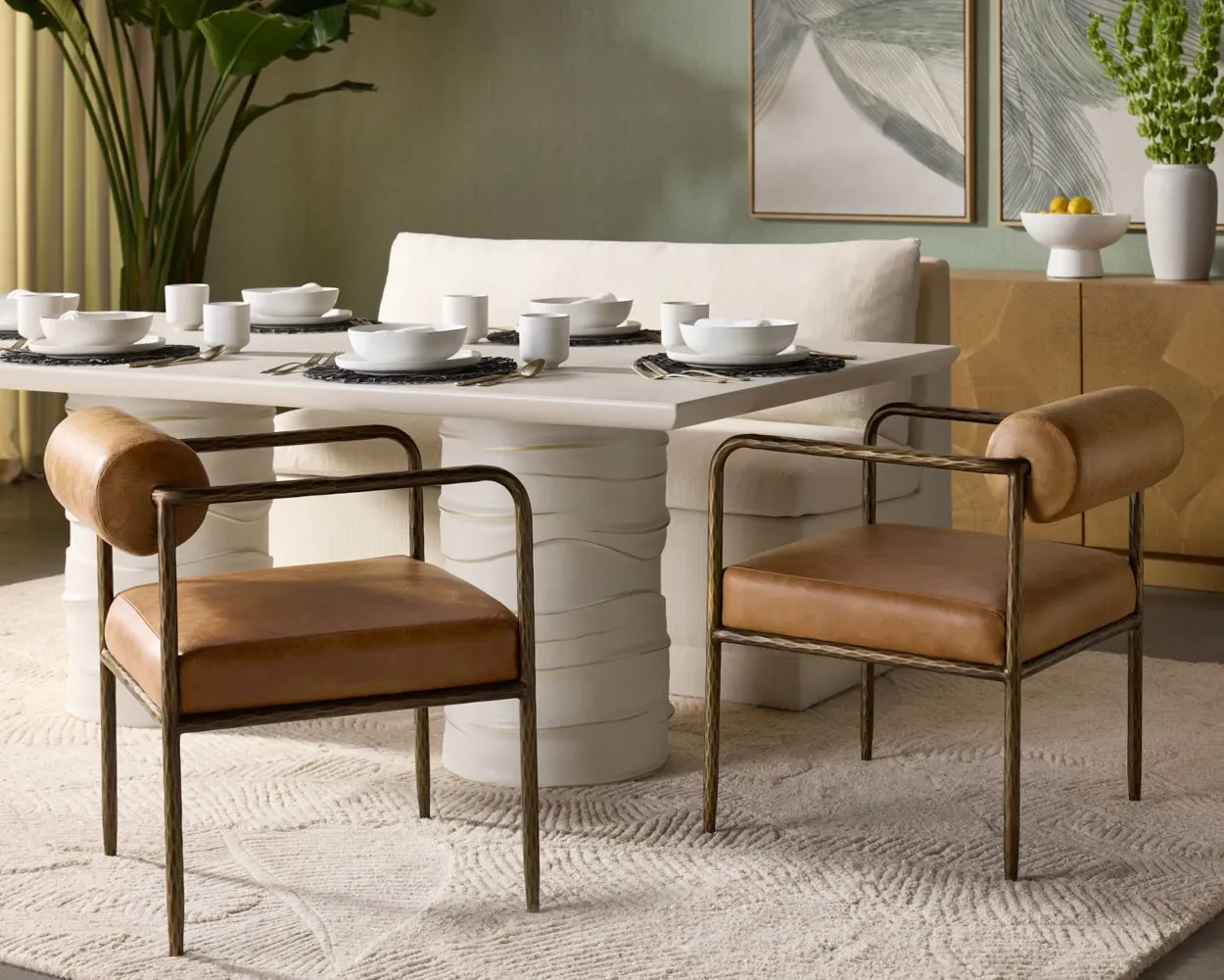 Ajan Brown Leather Upholstered Arm Chair