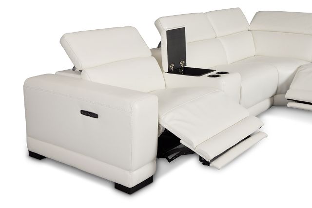 Lombardy White Micro Large Triple Power Reclining Two-arm Sectional