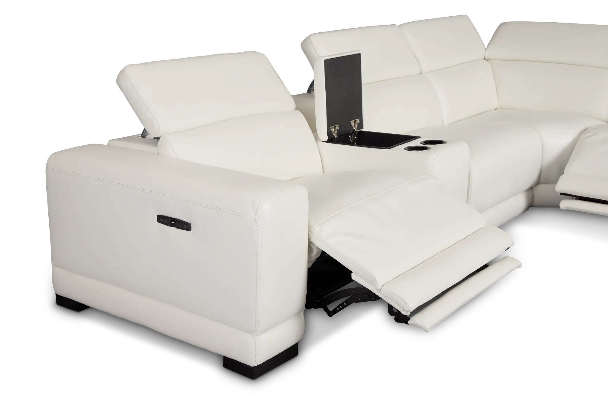 Lombardy White Micro Large Triple Power Reclining Two-arm Sectional