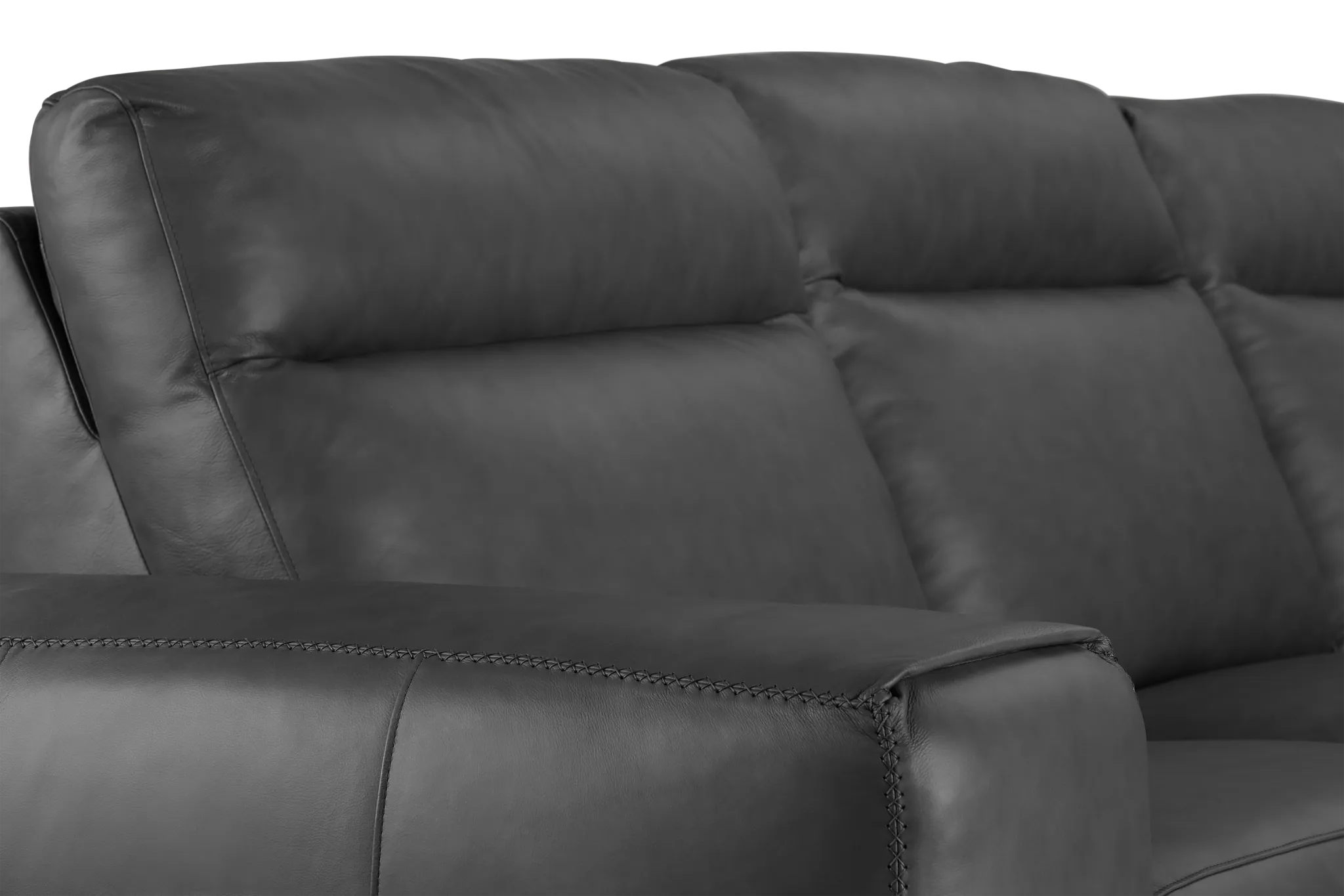 Elba Dark Gray Leather Medium Dual Power 2-arm Reclining Sectional