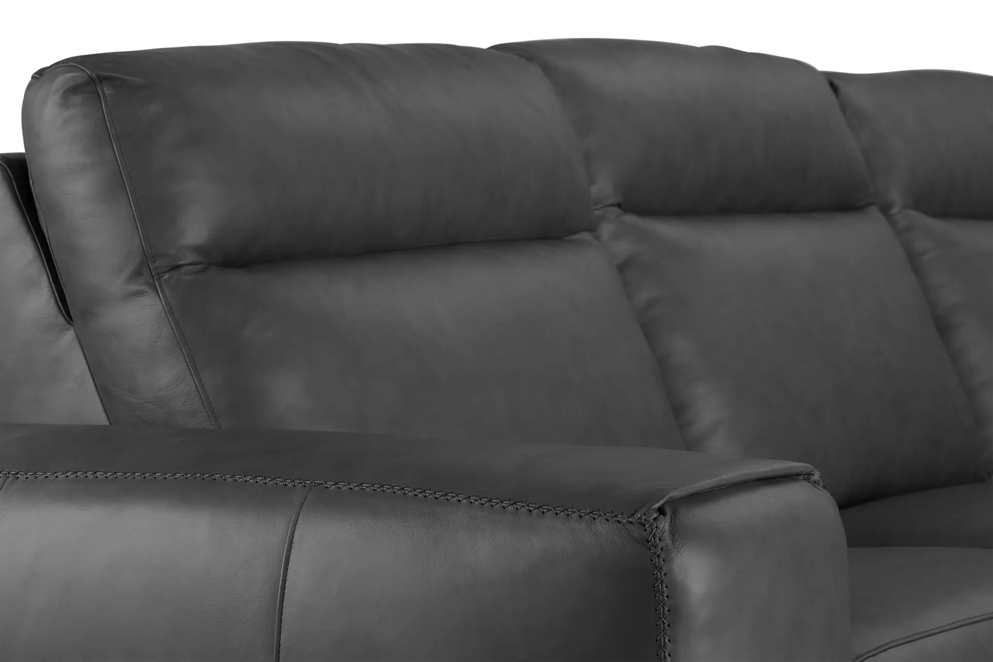 Elba Dark Gray Leather Medium Dual Power 2-arm Reclining Sectional Elba Dark Gray Leather Medium Dual Power 2-arm Reclining Sectional