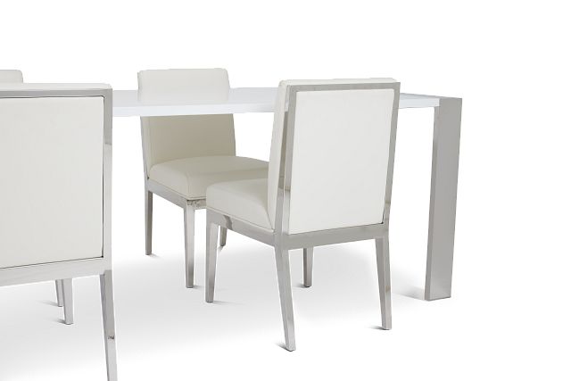 Neo White Rect Table & 4 Metal Chairs (7)