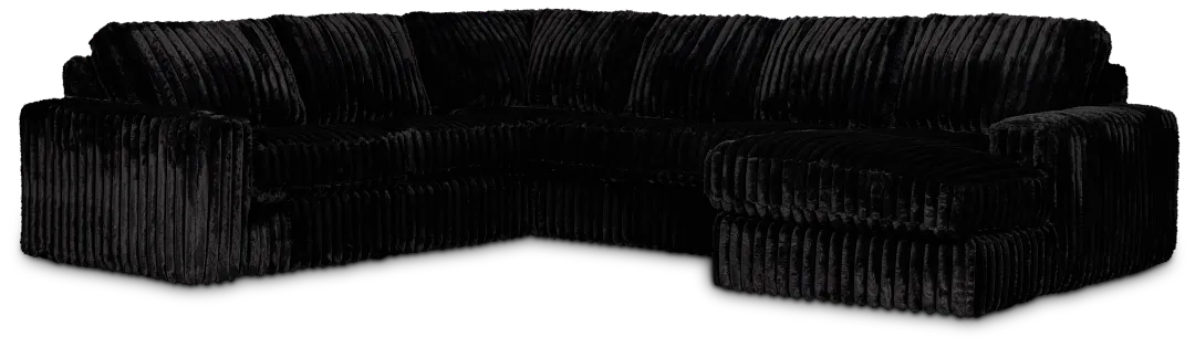 Teddy Black Fabric Medium Right Chaise Sectional
