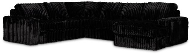 Teddy Black Fabric Medium Right Chaise Sectional