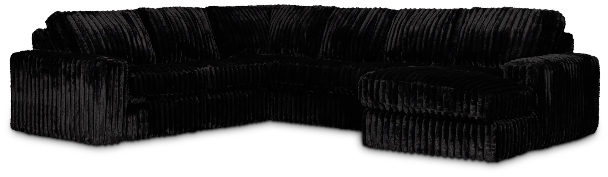 Teddy Black Fabric Medium Right Chaise Sectional