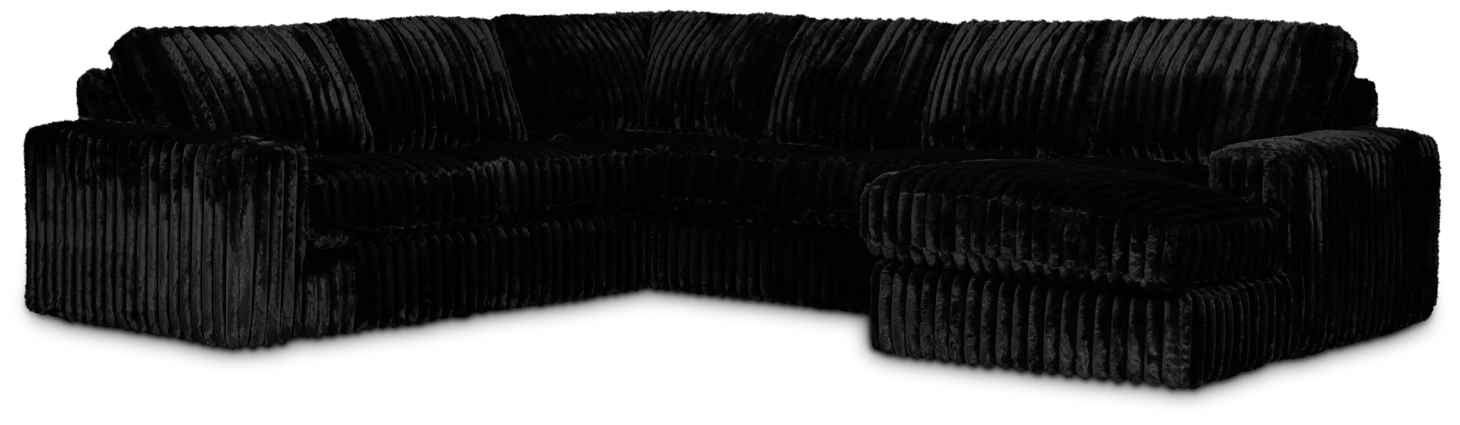 Teddy Black Fabric Medium Right Chaise Sectional Teddy Black Fabric Medium Right Chaise Sectional