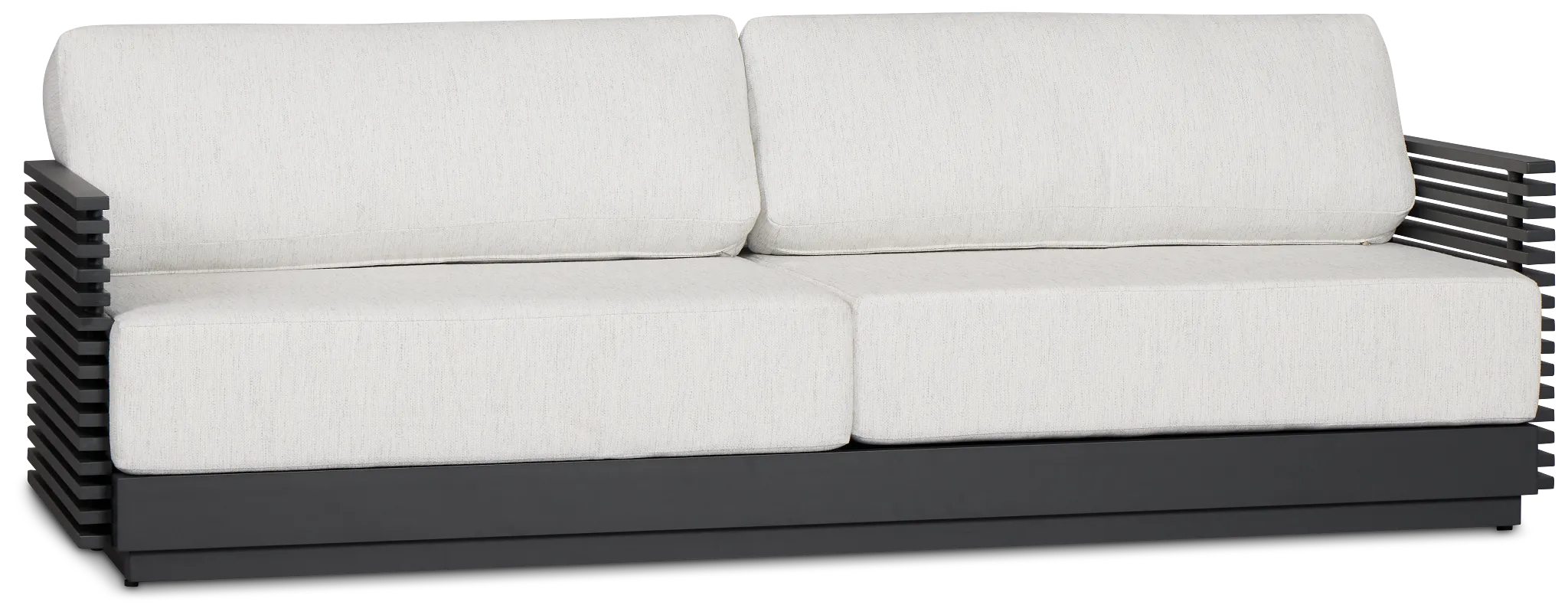 Monterey Black Aluminum Sofa With Light Gray Cushions