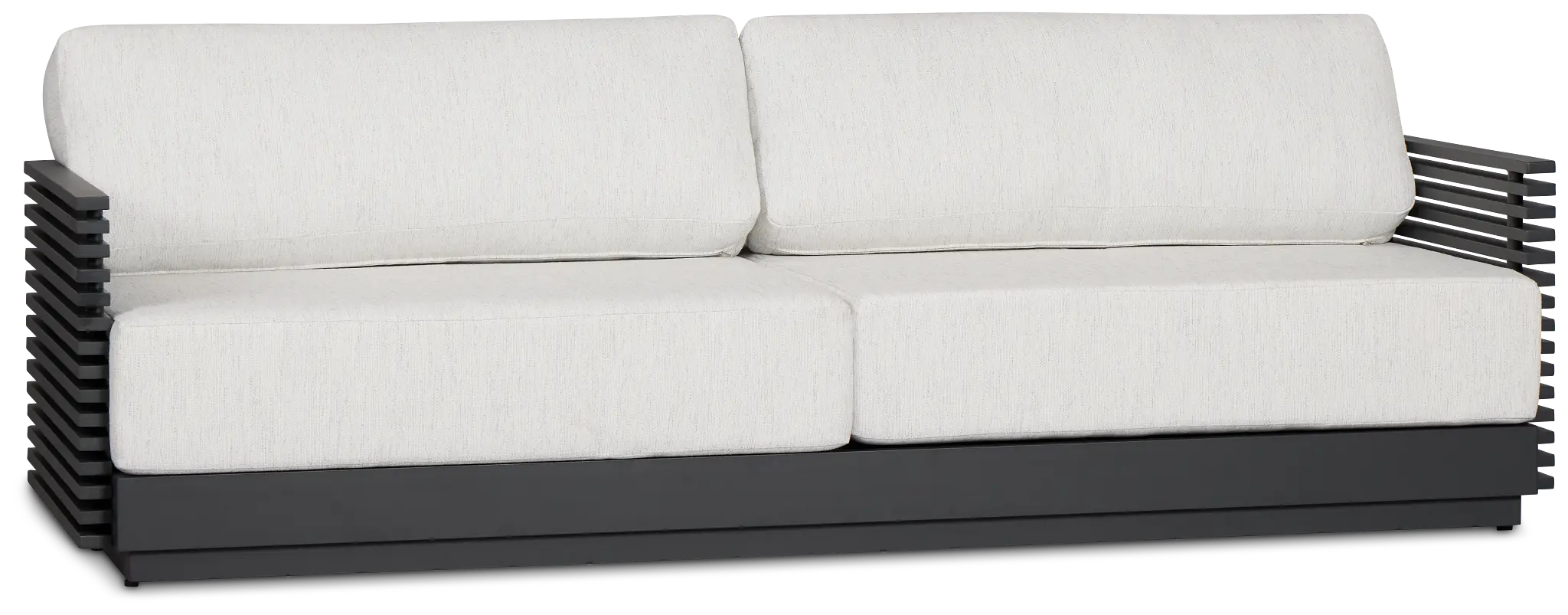 Monterey Black Aluminum Sofa With Light Gray Cushions Monterey Black Aluminum Sofa With Light Gray Cushions