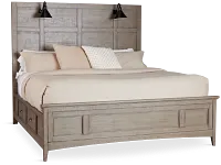 Heron Cove Light Tone Storage Panel Bed With Lights