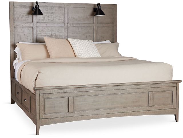 Heron Cove Light Tone Storage Panel Bed With Lights