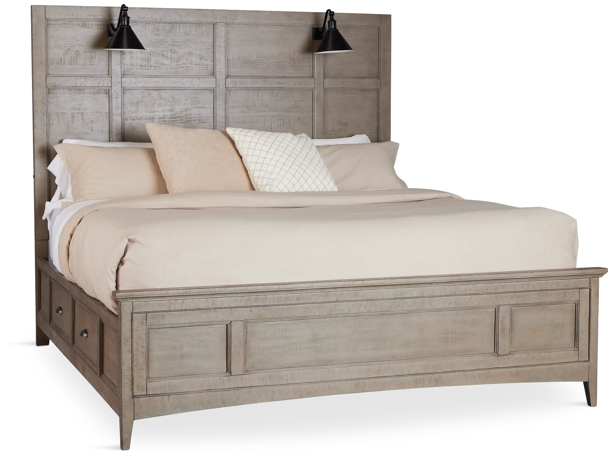 Heron Cove Light Tone Storage Panel Bed With Lights Heron Cove Light Tone Storage Panel Bed With Lights