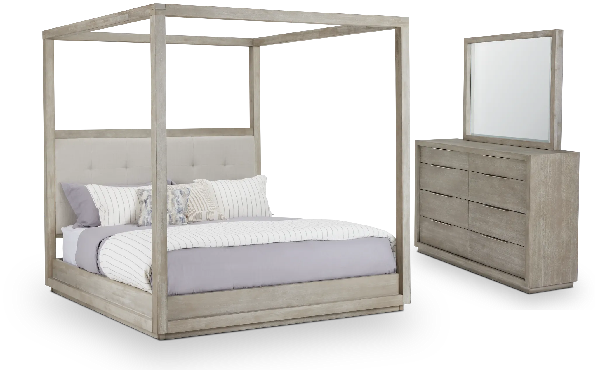 Madden Light Tone Fabric Canopy Bedroom