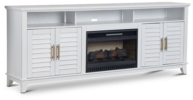 Cape May White 84" Tv Stand With Fireplace Insert (2)