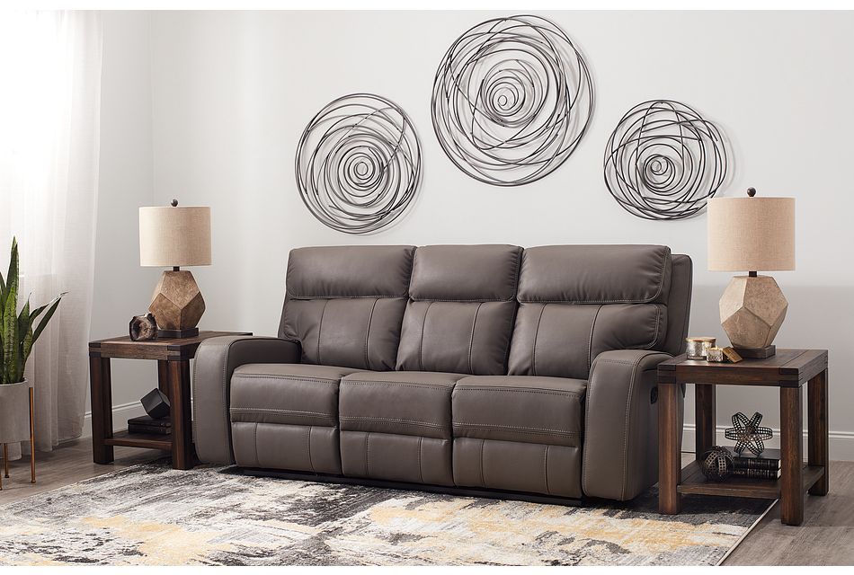 Rhett Gray Micro Reclining Sofa Living Room Reclining Sofas City Furniture