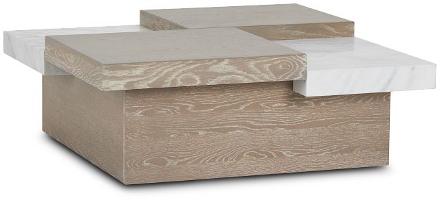 Zephyr Light Tone Stone Square Coffee Table (2)