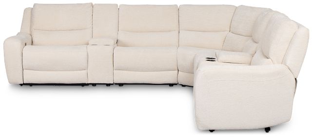 Bennett Light Beige Fabric Large Triple Power Reclining Two-arm Sectional